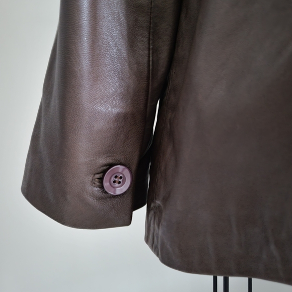 BOD & CHRISTENSEN brown leather hip length jacket - Picture 8 of 10